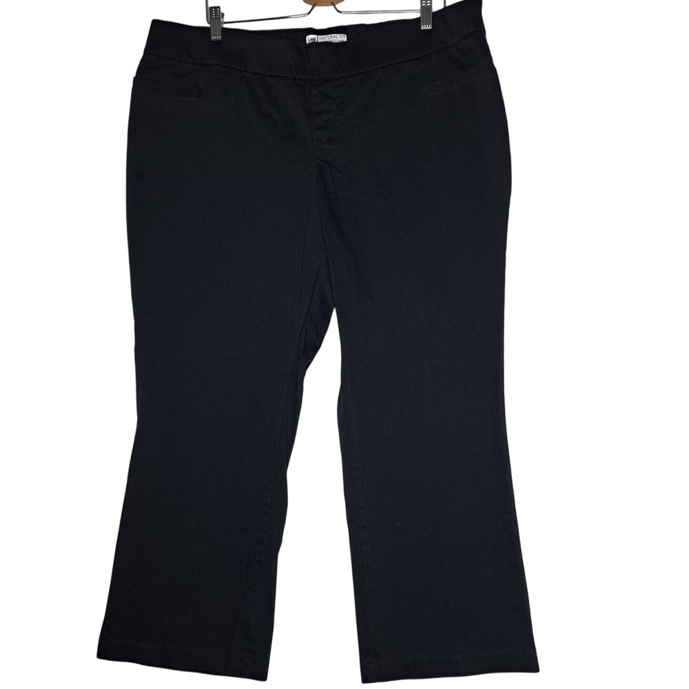 LEE Pants Womens 20W Black Chino Straight‎ Leg Pull On Mid Rise Natural Fit